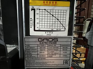 Штабелер самоходный Li-ion 1.5 тонны c высотой подъема 2.6 метра GROS CL1526E-Li (аккумулятор Li-ion)