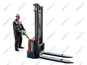 Самоходный штабелер 1200 кг с высотой подъема 3 метра GROS MBD1230LC (аккумулятор AGM, завод MIMA)