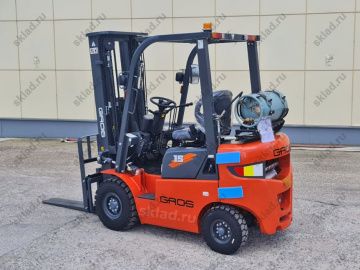 Газобензиновый вилочный погрузчик 1.5 тонны GROS LG15GLT двигатель GCT K21 Япония (завод LONKING)