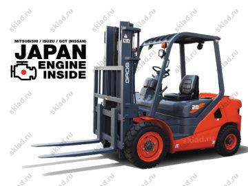 Дизельный вилочный погрузчик 2 тонны GROS LG20DT (завод LONKING, двигатель MITSUBISHI)