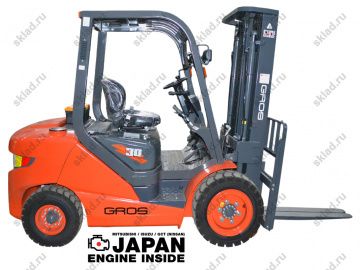 Дизельный вилочный погрузчик 3 тонны GROS LG30DT (завод LONKING, двигатель MITSUBISHI)