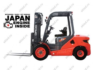 Дизельный вилочный погрузчик 3.5 тонны GROS LG35DT (завод LONKING, двигатель MITSUBISHI)